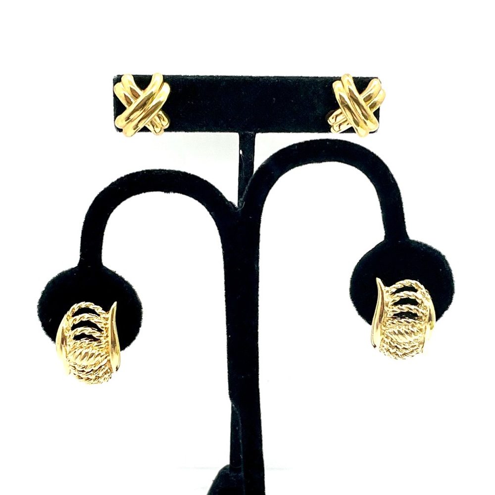 Trifari and Monet Gold Earrings